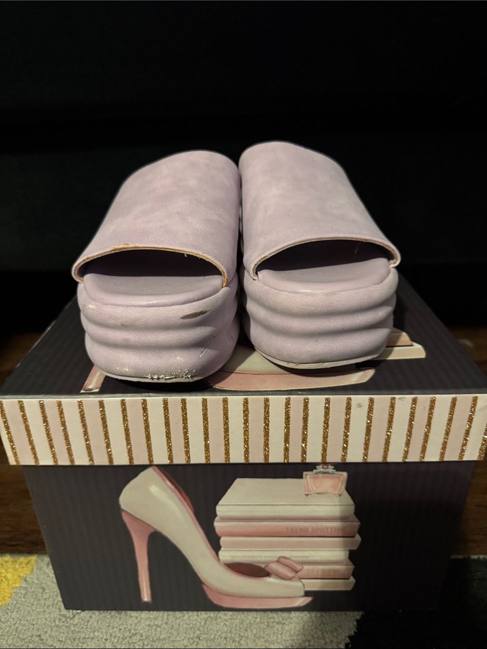 No Boundaries Lilac Open-Toe Platform Slide Mules